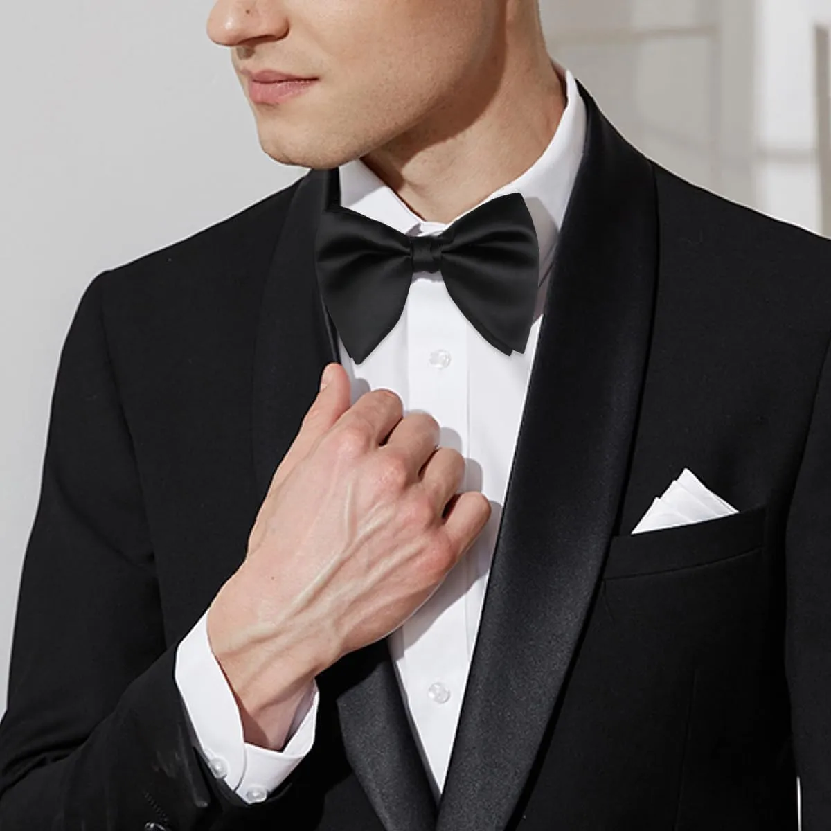 Alizeal Velvet Pre-tied Adjustable Bow Tie for Men Oversize Formal Solid Tuxedo Bowtie