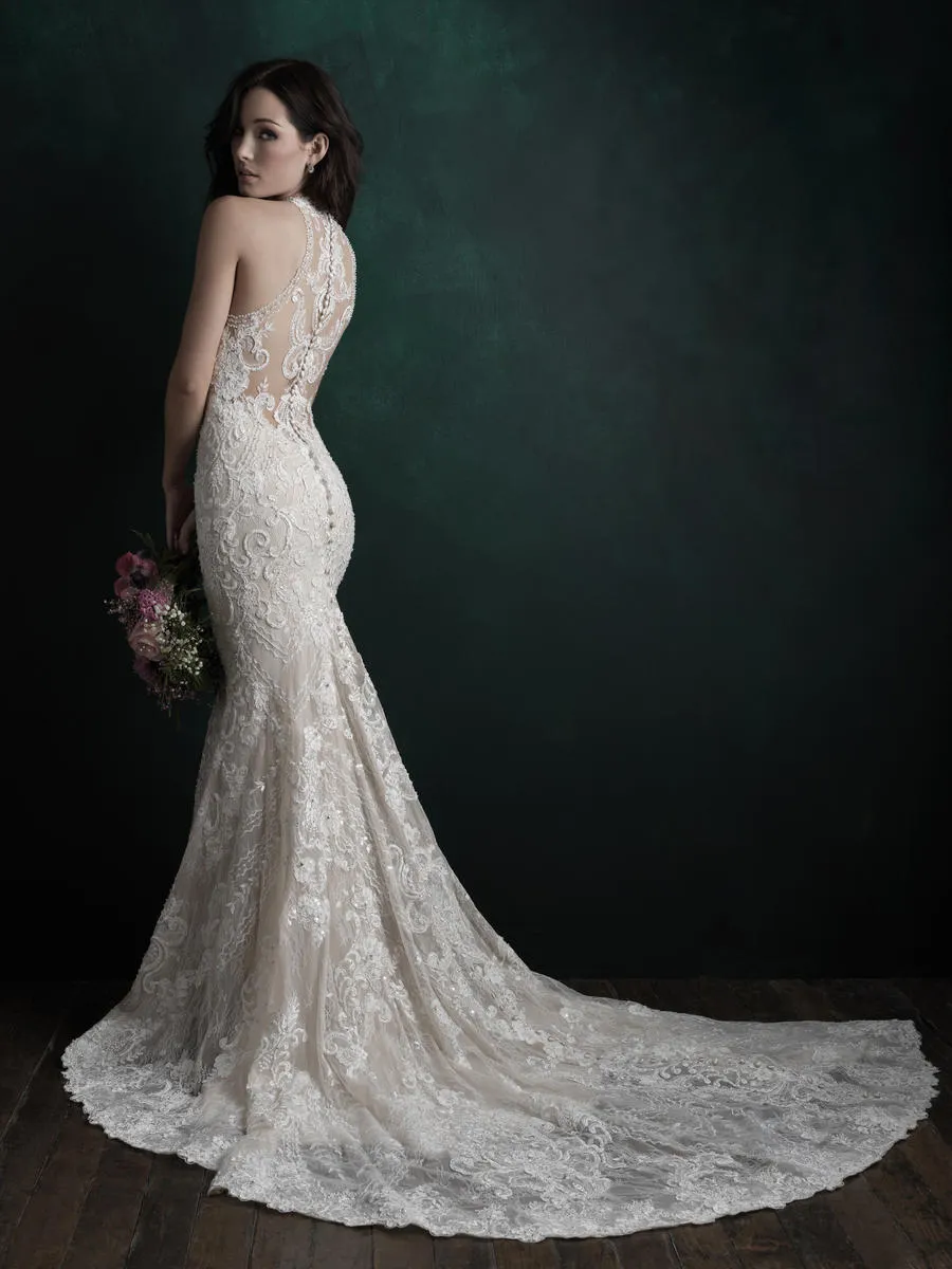 Allure Bridals Couture Elegant Ivory Lace Wedding Dress C508