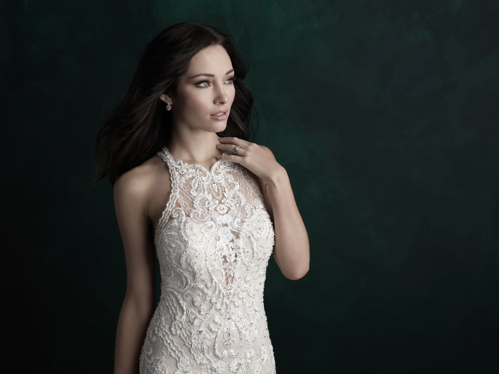 Allure Bridals Couture Elegant Ivory Lace Wedding Dress C508