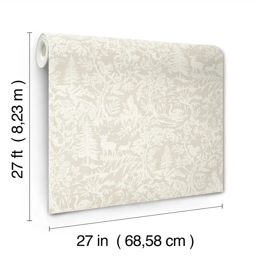 Alrick Taupe Forest Venture Wallpaper  | Brewster Wallcovering
