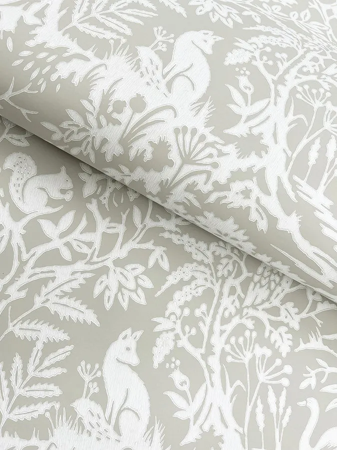 Alrick Taupe Forest Venture Wallpaper  | Brewster Wallcovering