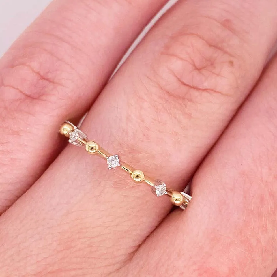 Alternating Diamond Stackable Ring