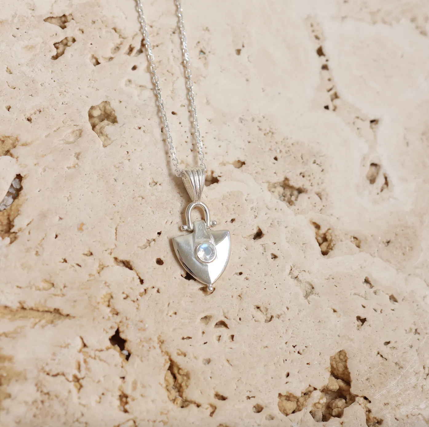 Anchor Of My Heart Silver Moonstone Necklace