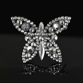 Antique Victorian Cut Steel Butterfly Brooch Pin