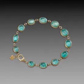 Apatite Linked Bracelet with 22k Disk Charm