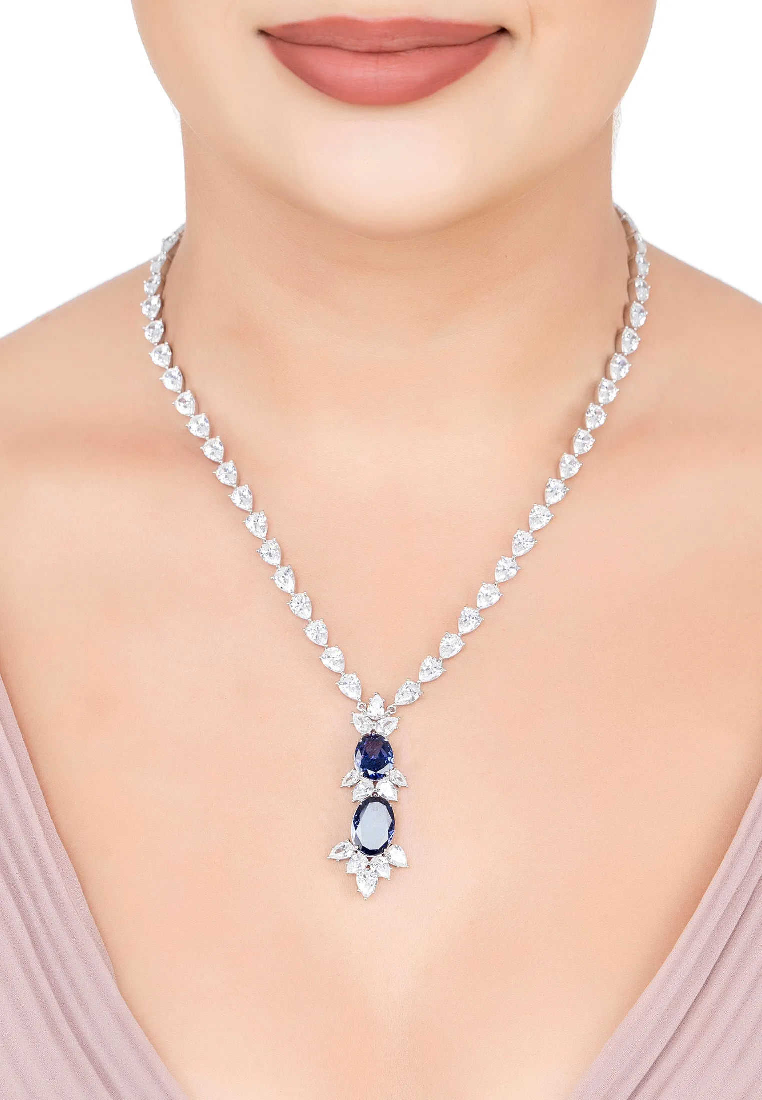 Ascot Statement Necklace Tanzanite Silver