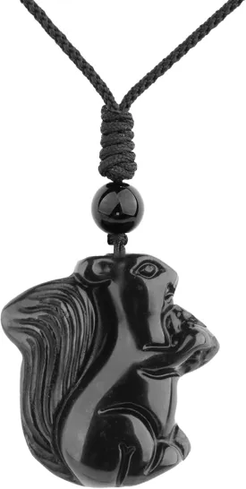 ASGIFT Black Obsidian Necklace Healing Crystal Stone Amulet Protection Pendant with Adjustable Rope Necklace Birthday Christmas Gift for Men Women