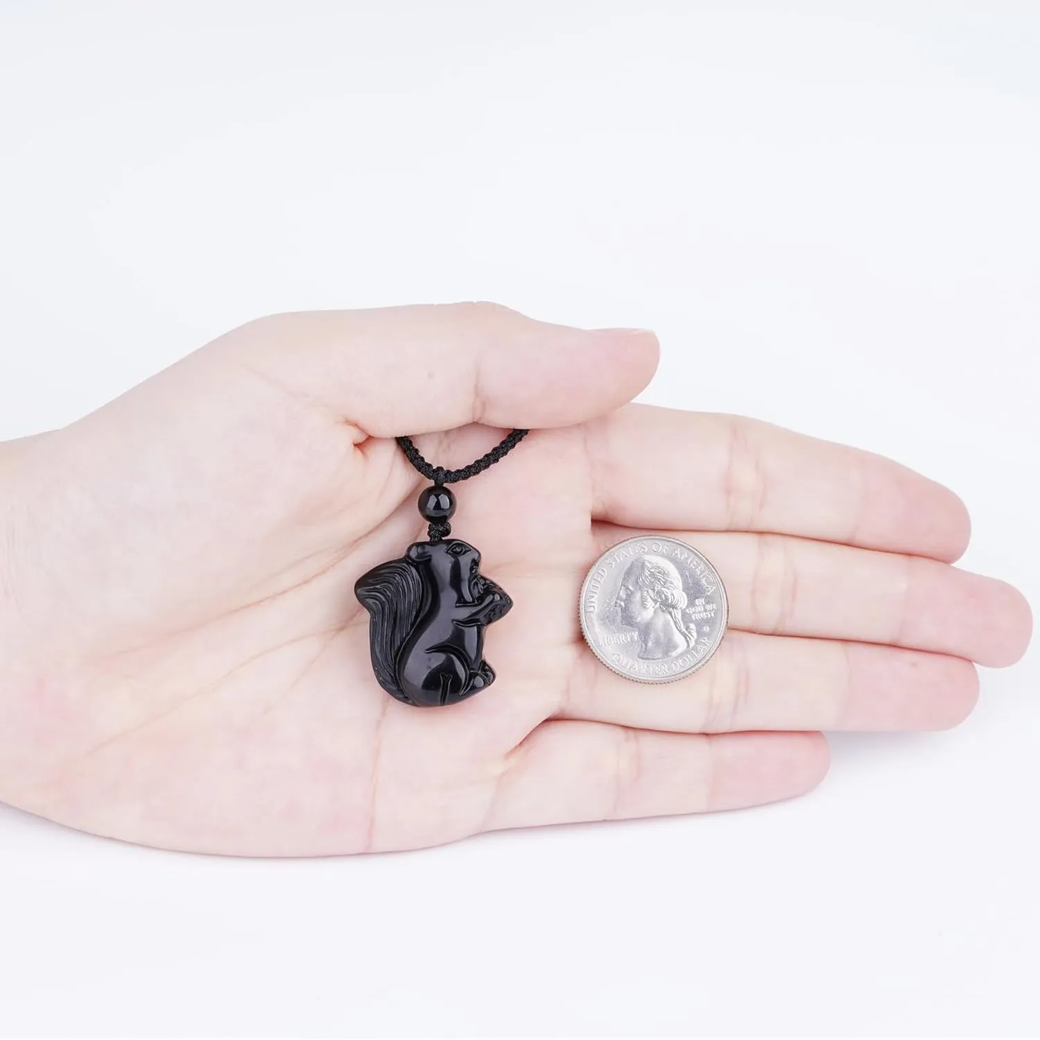 ASGIFT Black Obsidian Necklace Healing Crystal Stone Amulet Protection Pendant with Adjustable Rope Necklace Birthday Christmas Gift for Men Women