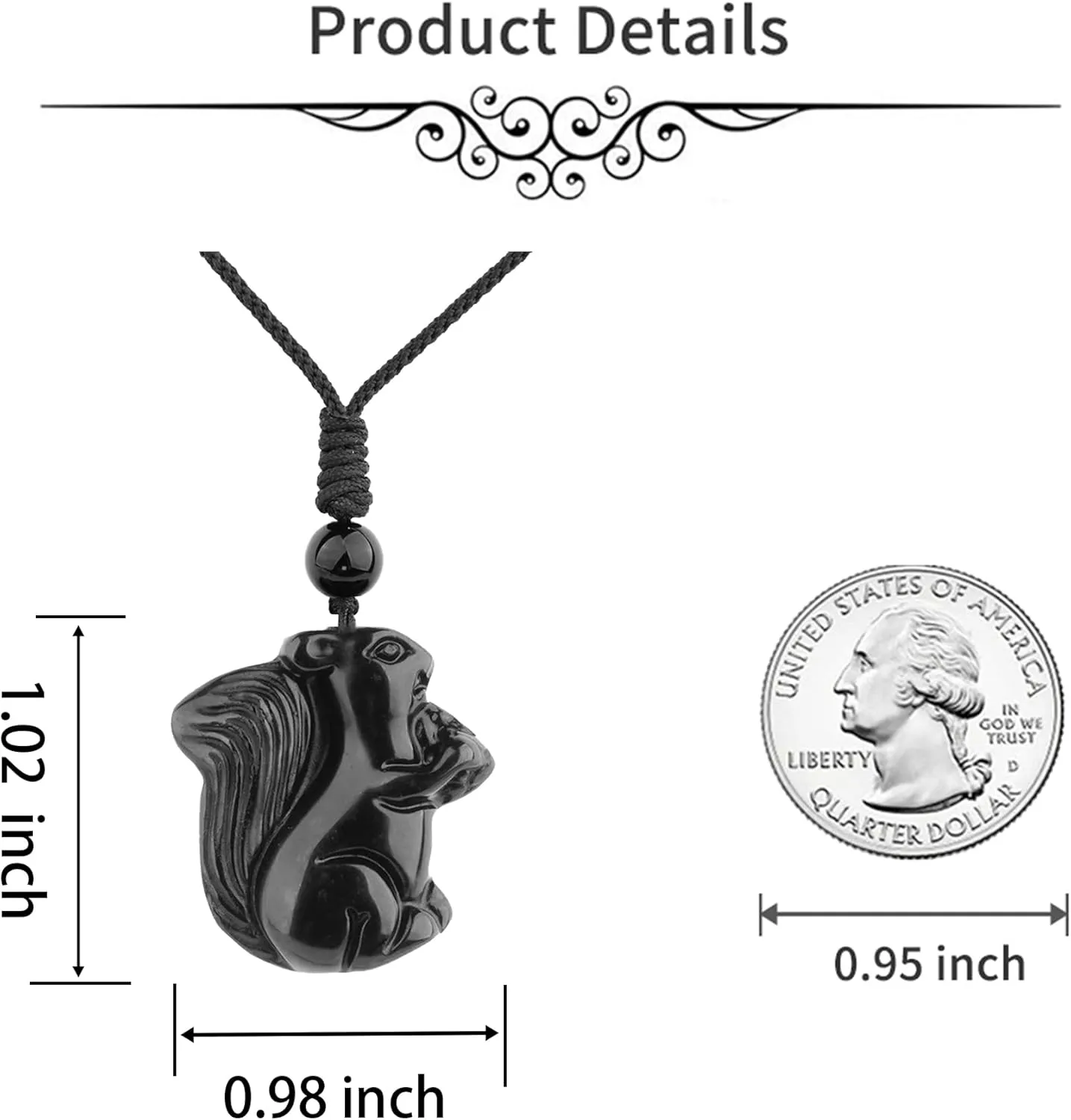 ASGIFT Black Obsidian Necklace Healing Crystal Stone Amulet Protection Pendant with Adjustable Rope Necklace Birthday Christmas Gift for Men Women