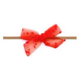 Baby Bow - Bright Red Sheer Dot