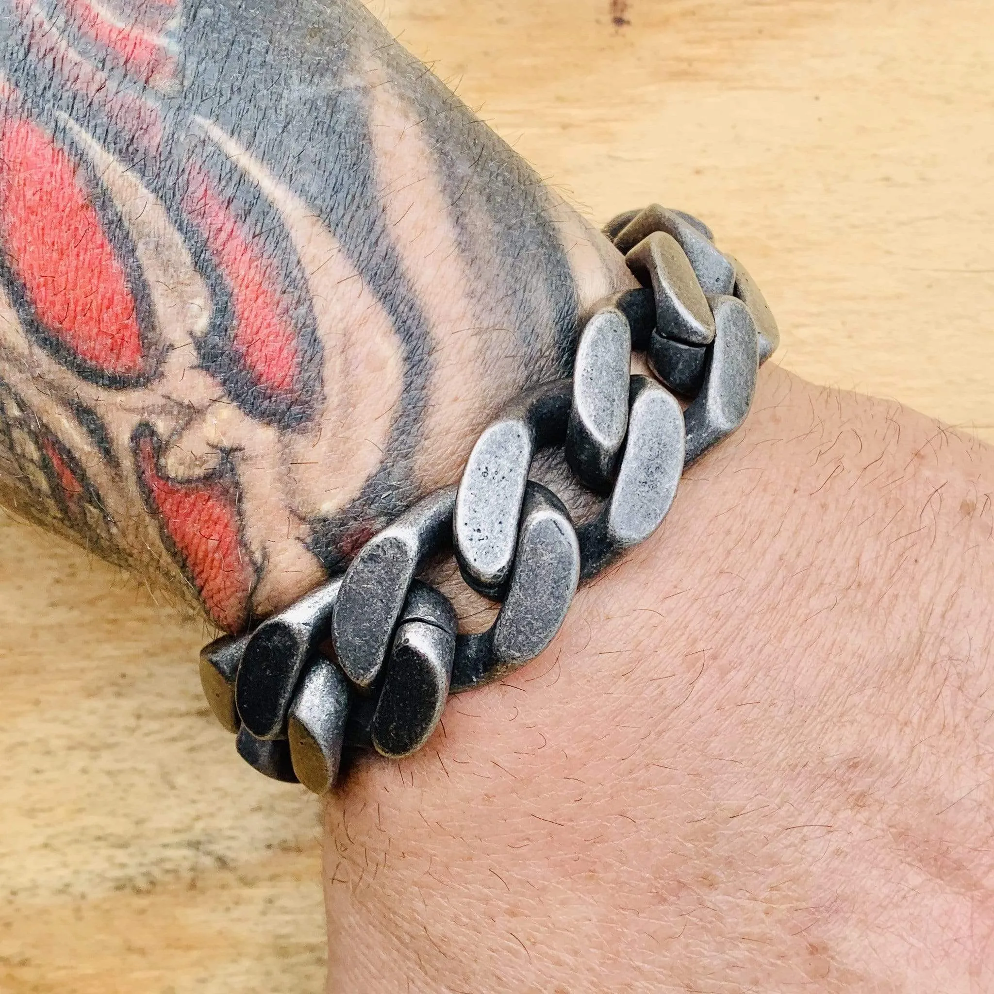Bagger Bracelet - "EASY BIKER" - Galvanized - 3/4 Inch wide - B15