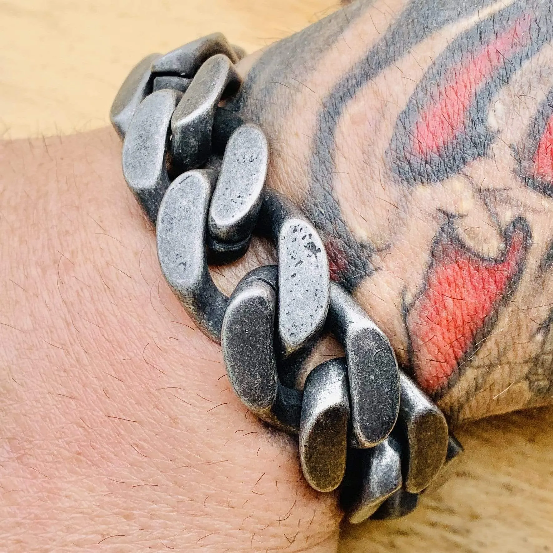 Bagger Bracelet - "EASY BIKER" - Galvanized - 3/4 Inch wide - B15