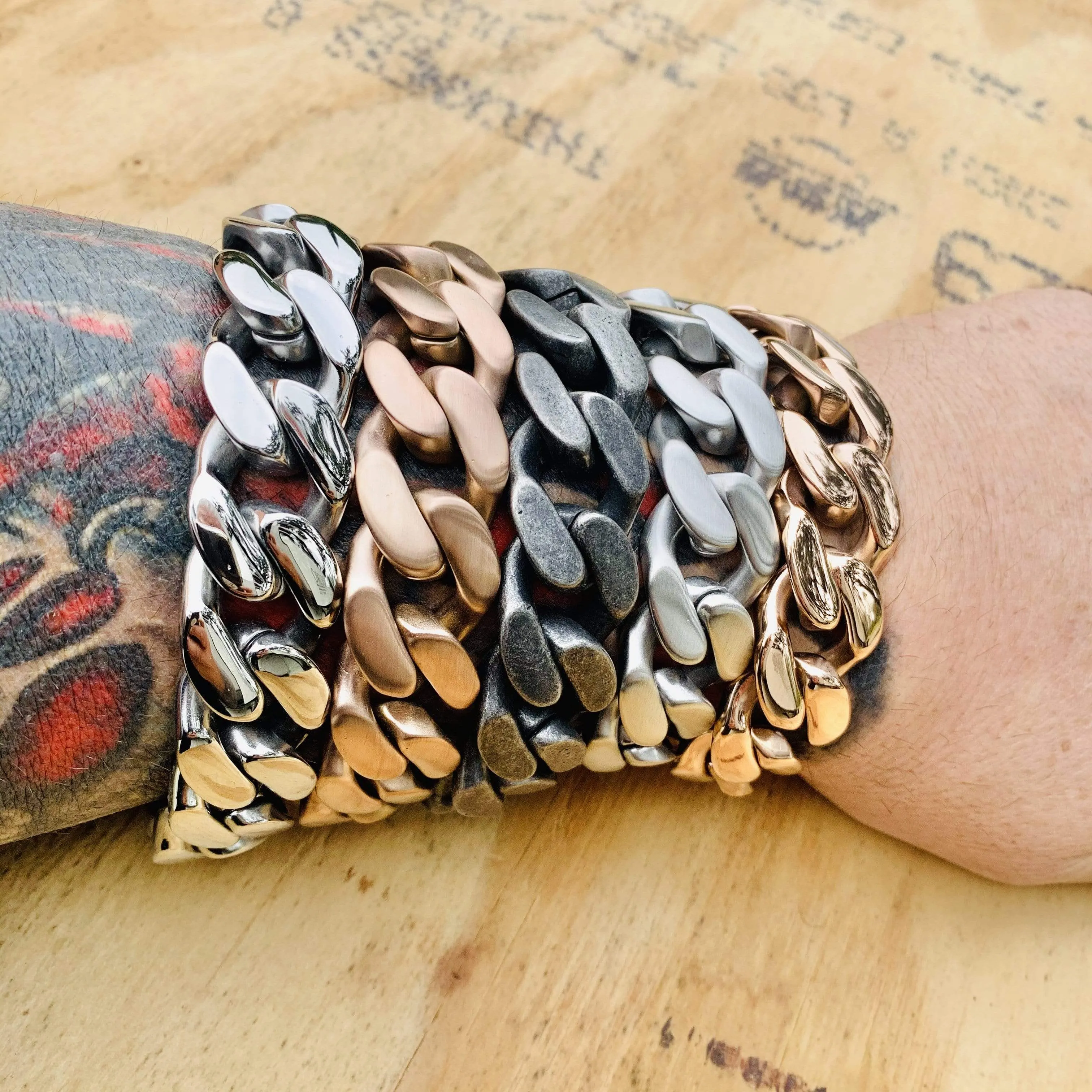 Bagger Bracelet - "EASY BIKER" - Galvanized - 3/4 Inch wide - B15