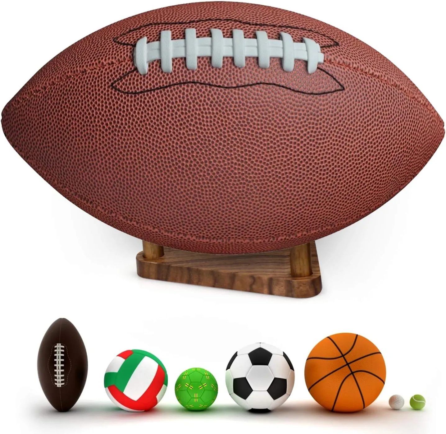 Ball Stand Holder Display Stand for Basketball Football Soccer Holder Rack Autographed Ball Memorabilia Display Case Solid Walnut Wood Made Ball Display Stand