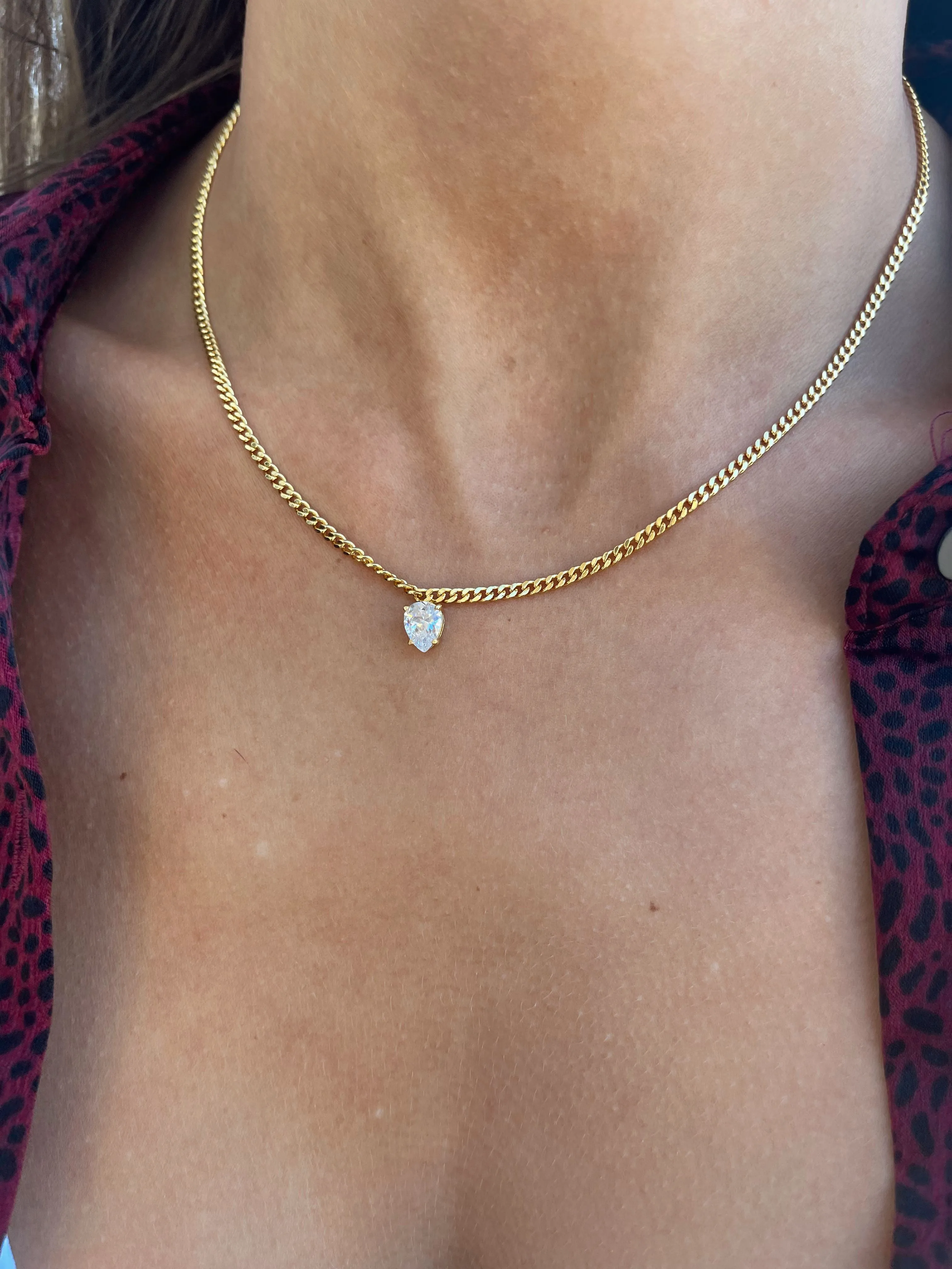 Bardot Stud Charm Necklace in Gold
