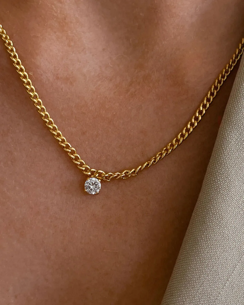 Bardot Stud Charm Necklace in Gold