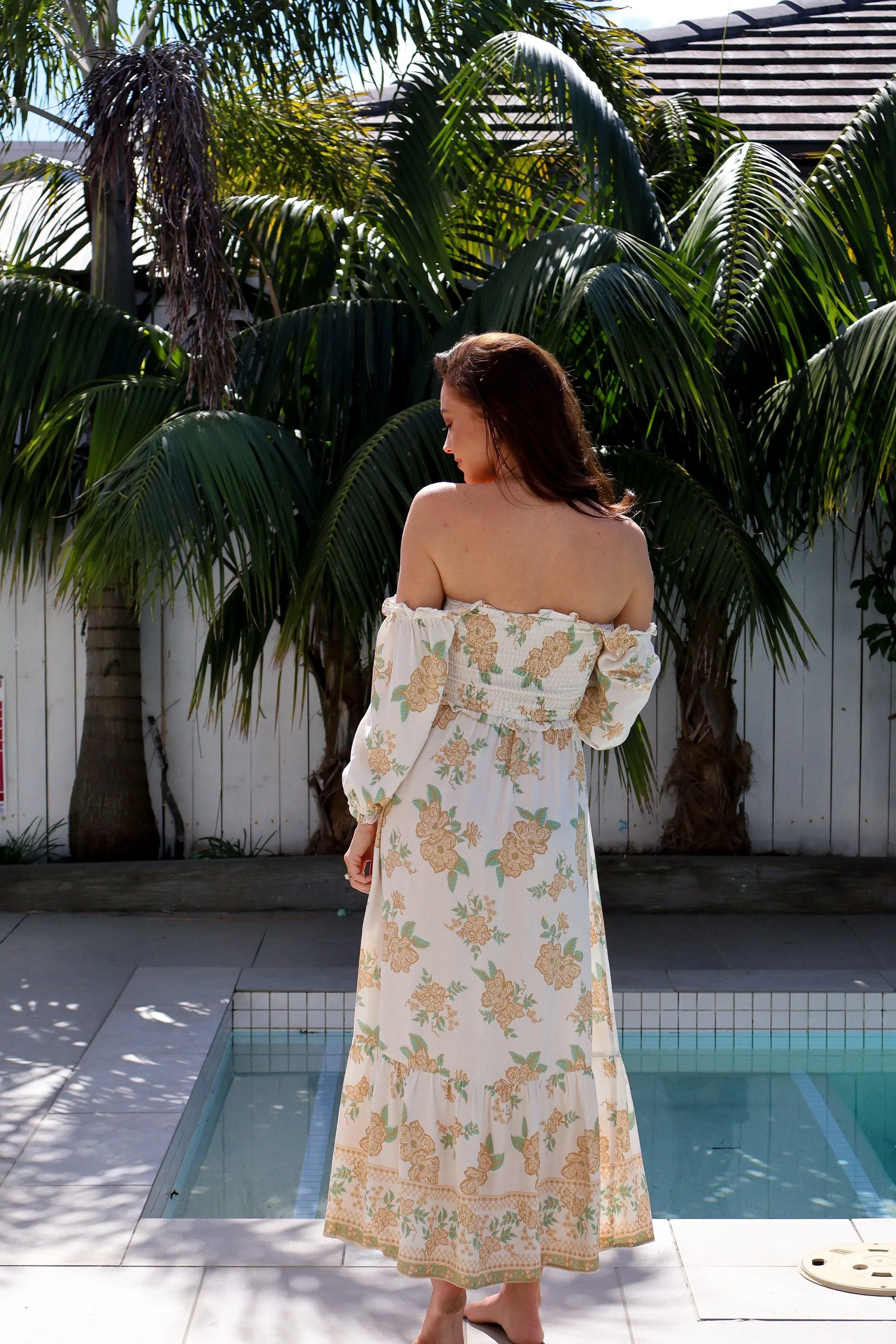 Beka Midi - Beige & Green Floral