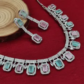 Bhavi Jewel Silver Plated Ad Stone Neckalce Set