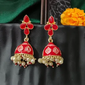 Bhavi Jewels Gold Plated Mennakari Jhumki Earrings