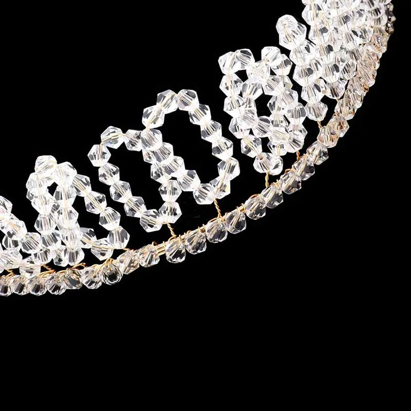 Bicone Beaded Bun Wrap Headpiece Necklace