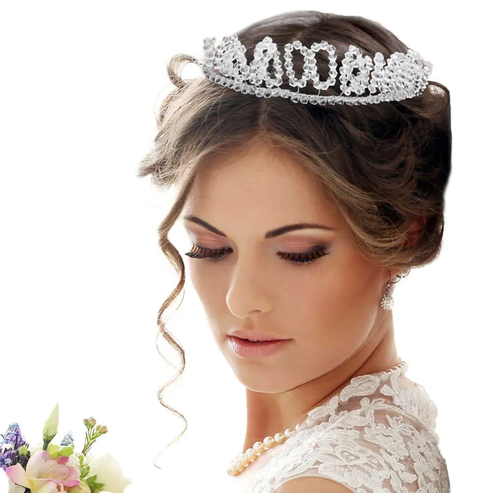 Bicone Beaded Bun Wrap Headpiece Necklace