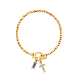 Birthstone Cross Charm Bracelet