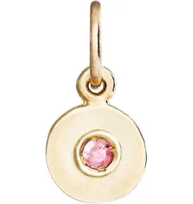 Birthstone Mini Disk Charm With Pink Tourmaline