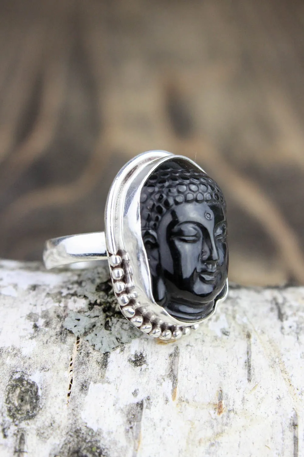 Black Onyx Buddha Intuition Ring