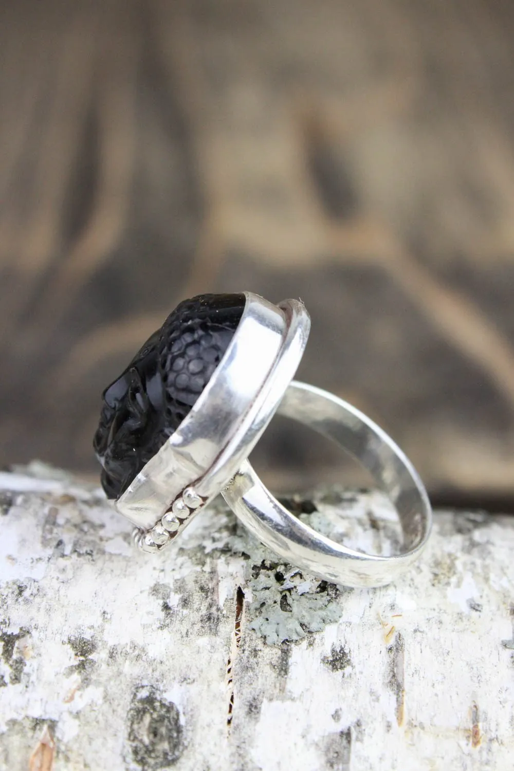 Black Onyx Buddha Intuition Ring