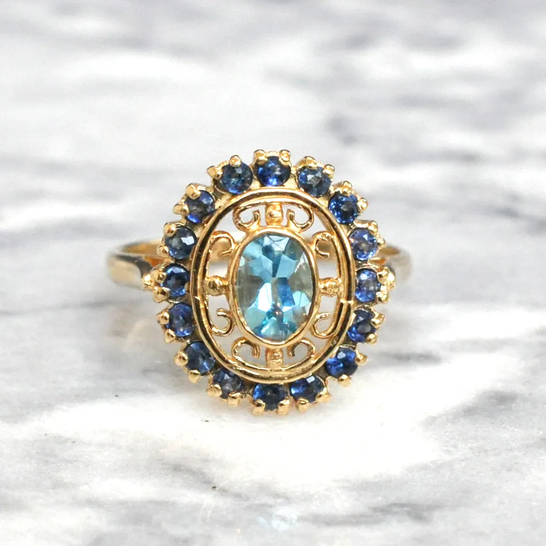 Blue Topaz & Sapphire Ring