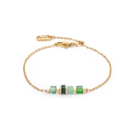 Bracelet Mini Cubes & Chain gold-green