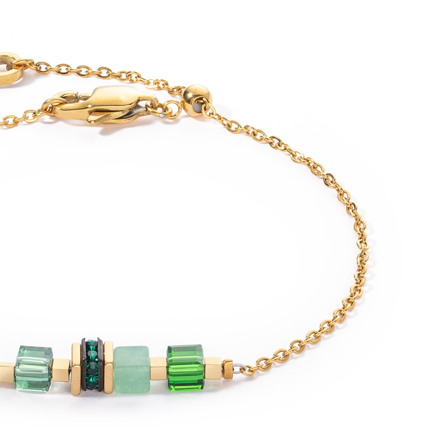 Bracelet Mini Cubes & Chain gold-green