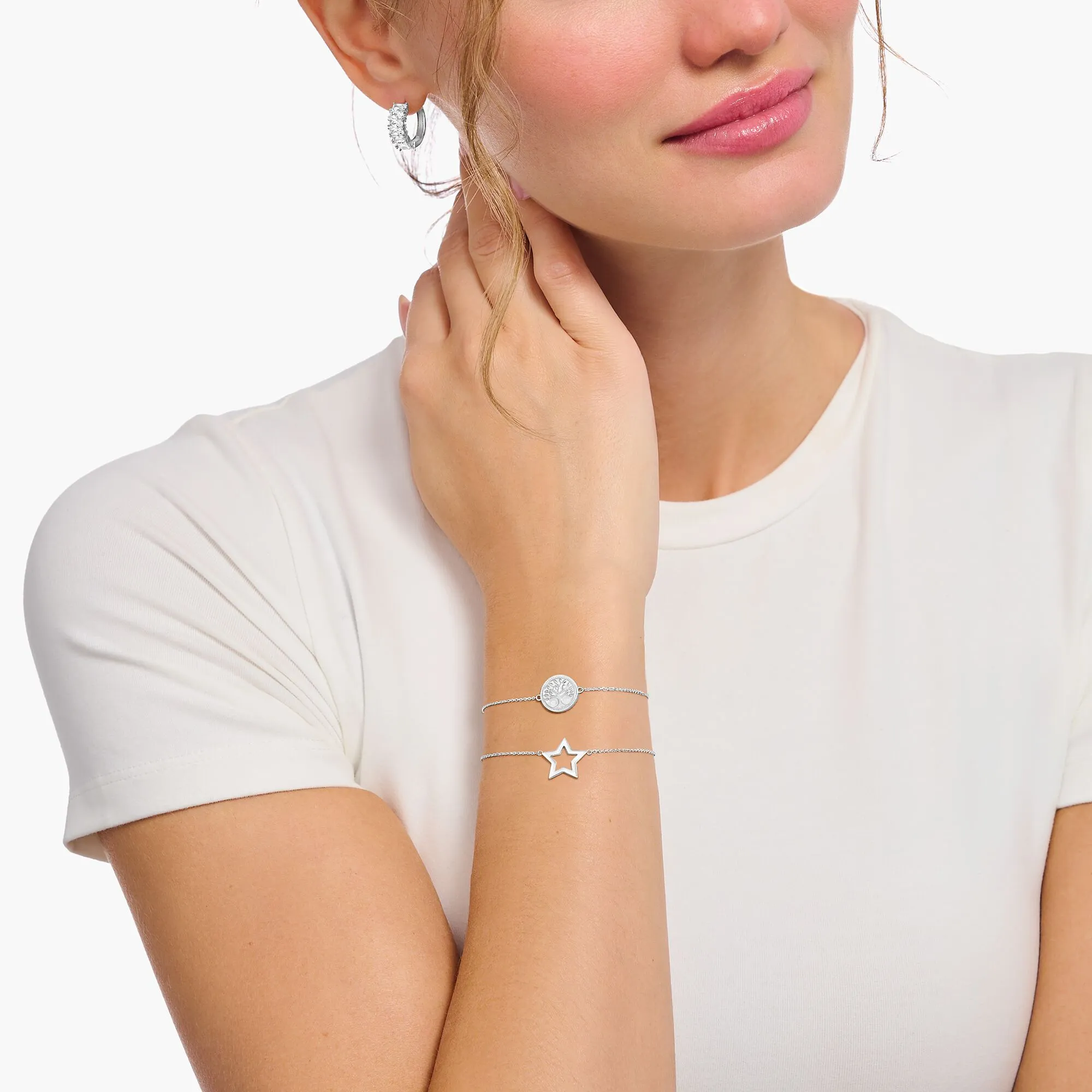 Bracelet with star pendant - silver