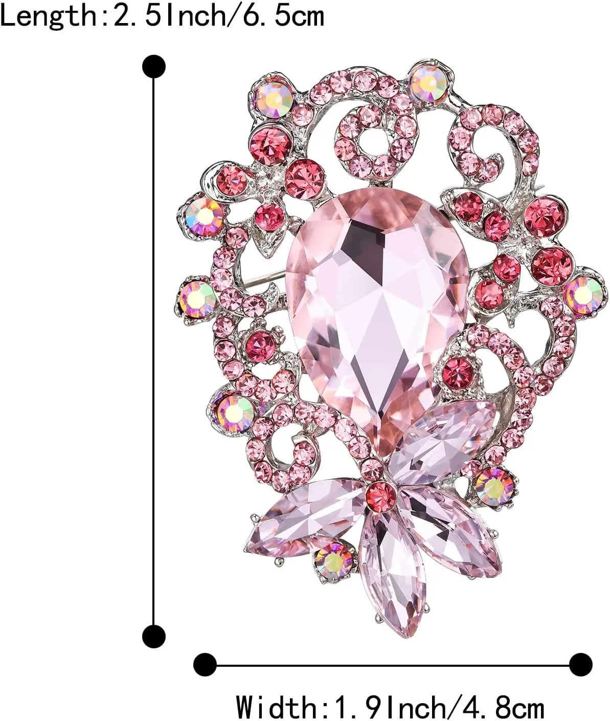 BriLove Elegant Crystal Teardrop Marquise Bouquet Brooch Pin for Women