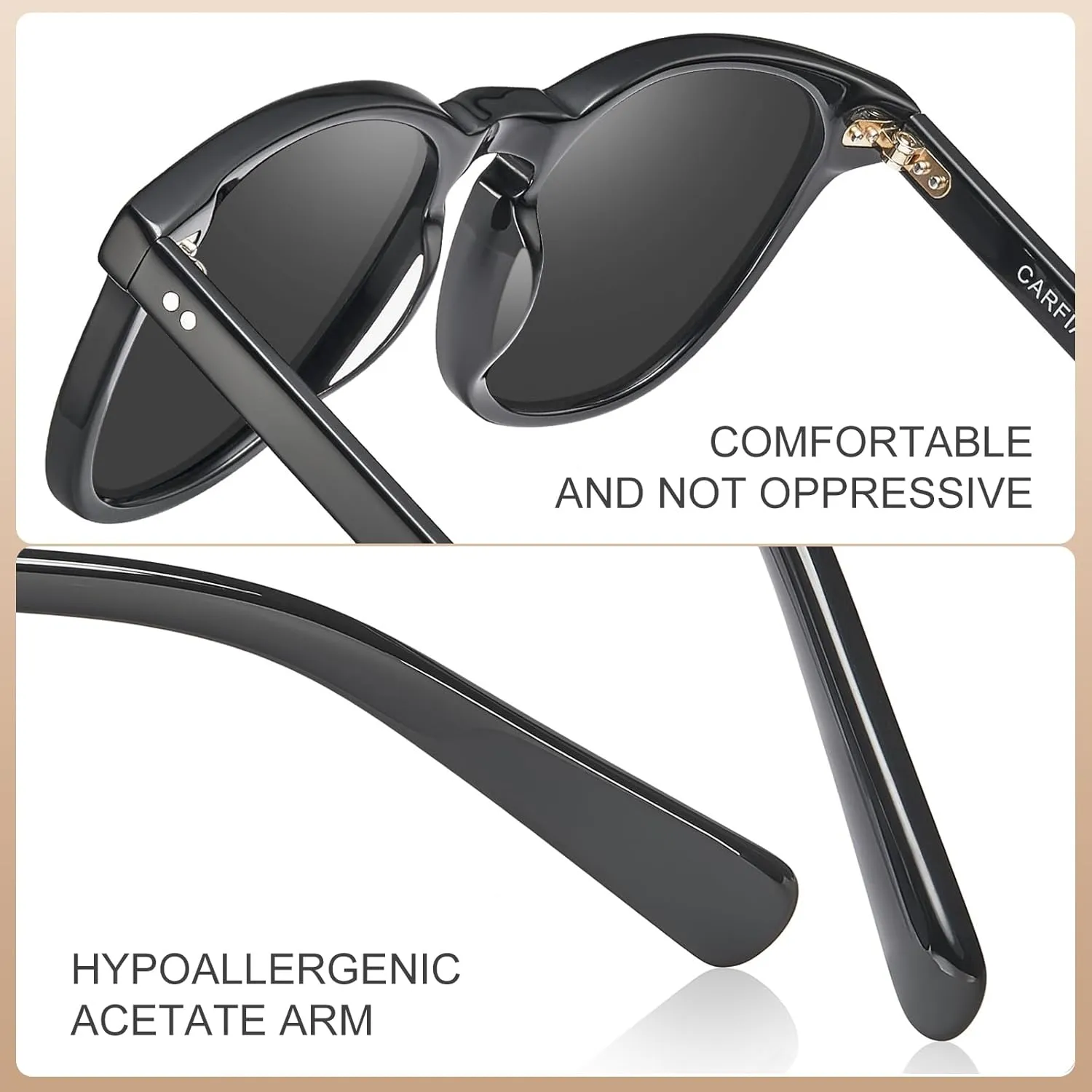 CARFIA Acetate Polarized Sunglasses for Men UV Protection Hand-Crafted Frame CA5285L