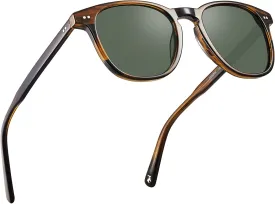 CARFIA Acetate Polarized Sunglasses for Men UV Protection Hand-Crafted Frame CA5285L