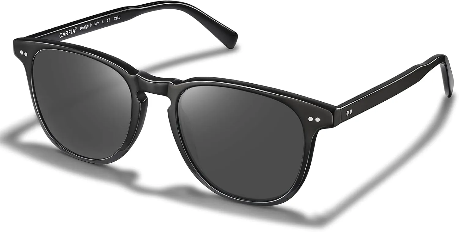 CARFIA Acetate Polarized Sunglasses for Men UV Protection Hand-Crafted Frame CA5285L