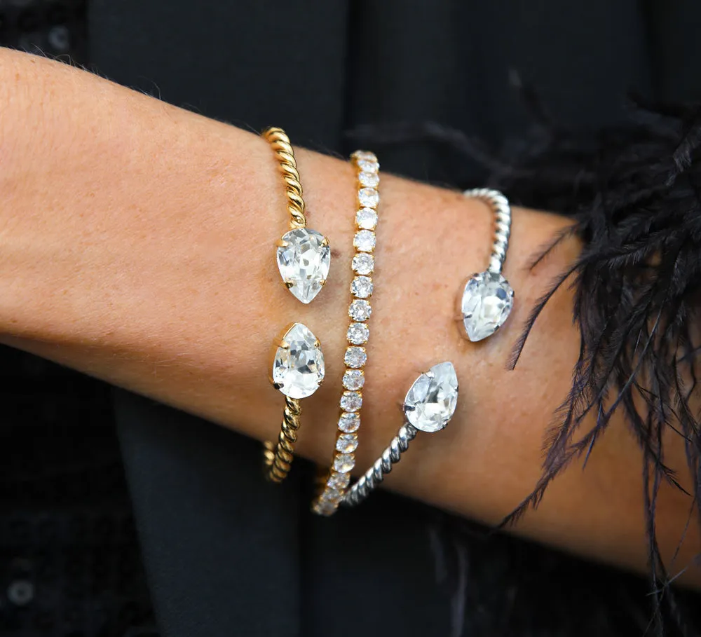 Caroline Svedbom Mini Drop Bracelet Rhodium Crystal