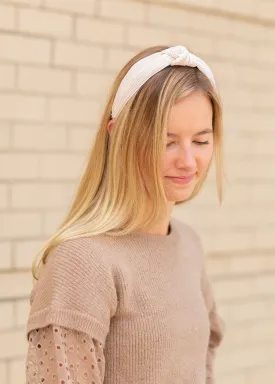 Champagne Ribbed Knotted Headband