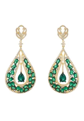 Charlotte Teardrop Earrings Emerald Gold