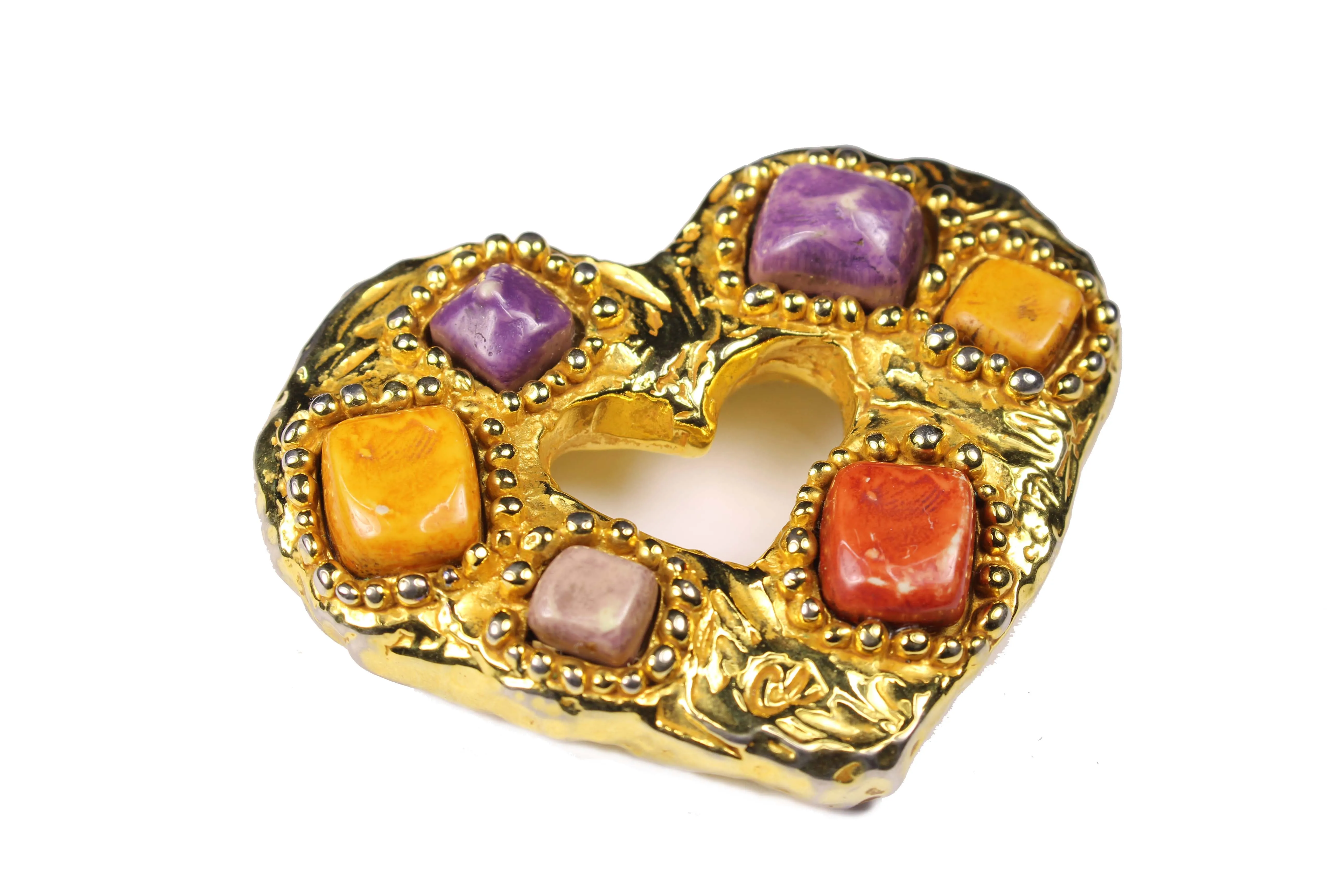 CHRISTIAN LACROIX heart multicolor stones brooch