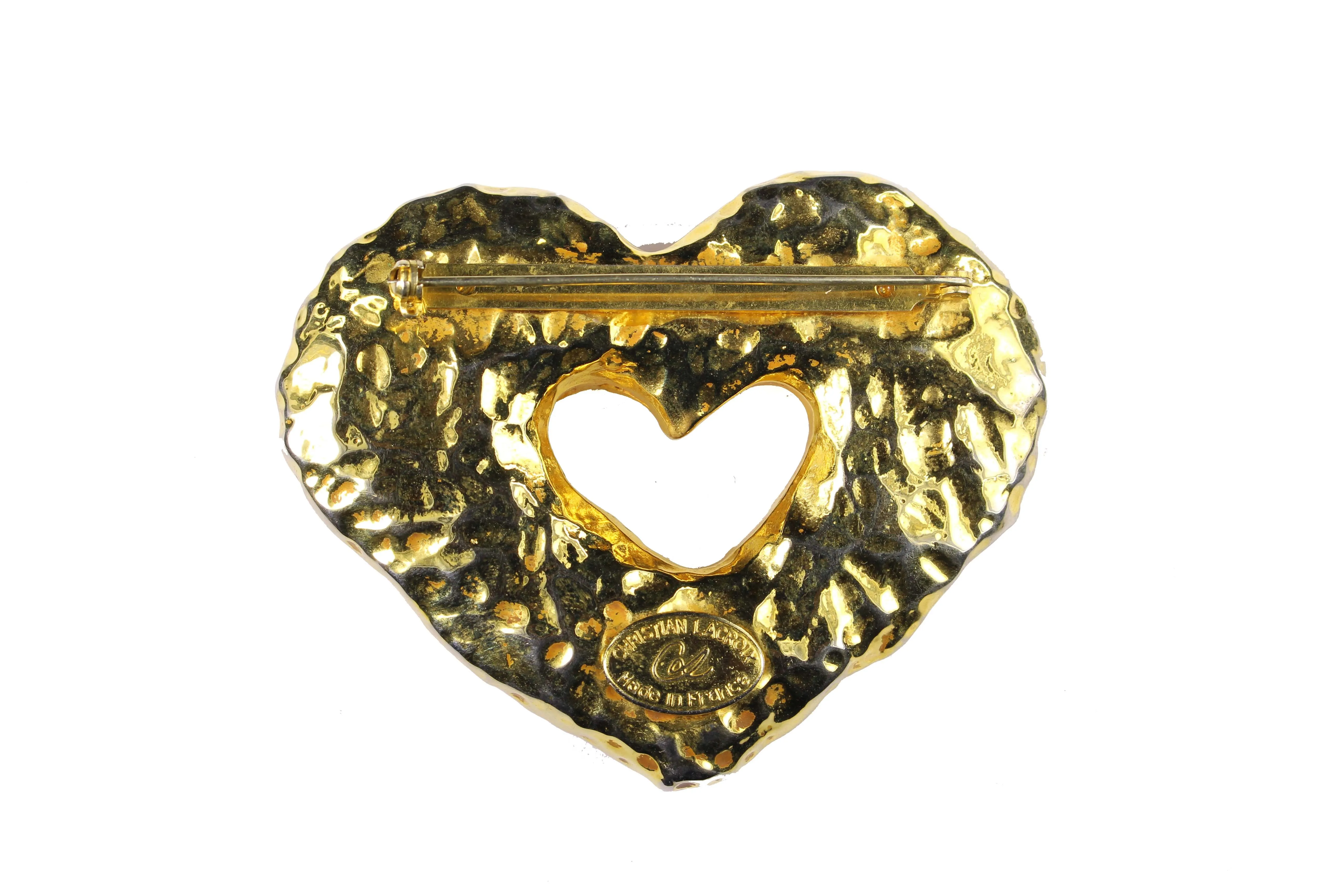 CHRISTIAN LACROIX heart multicolor stones brooch