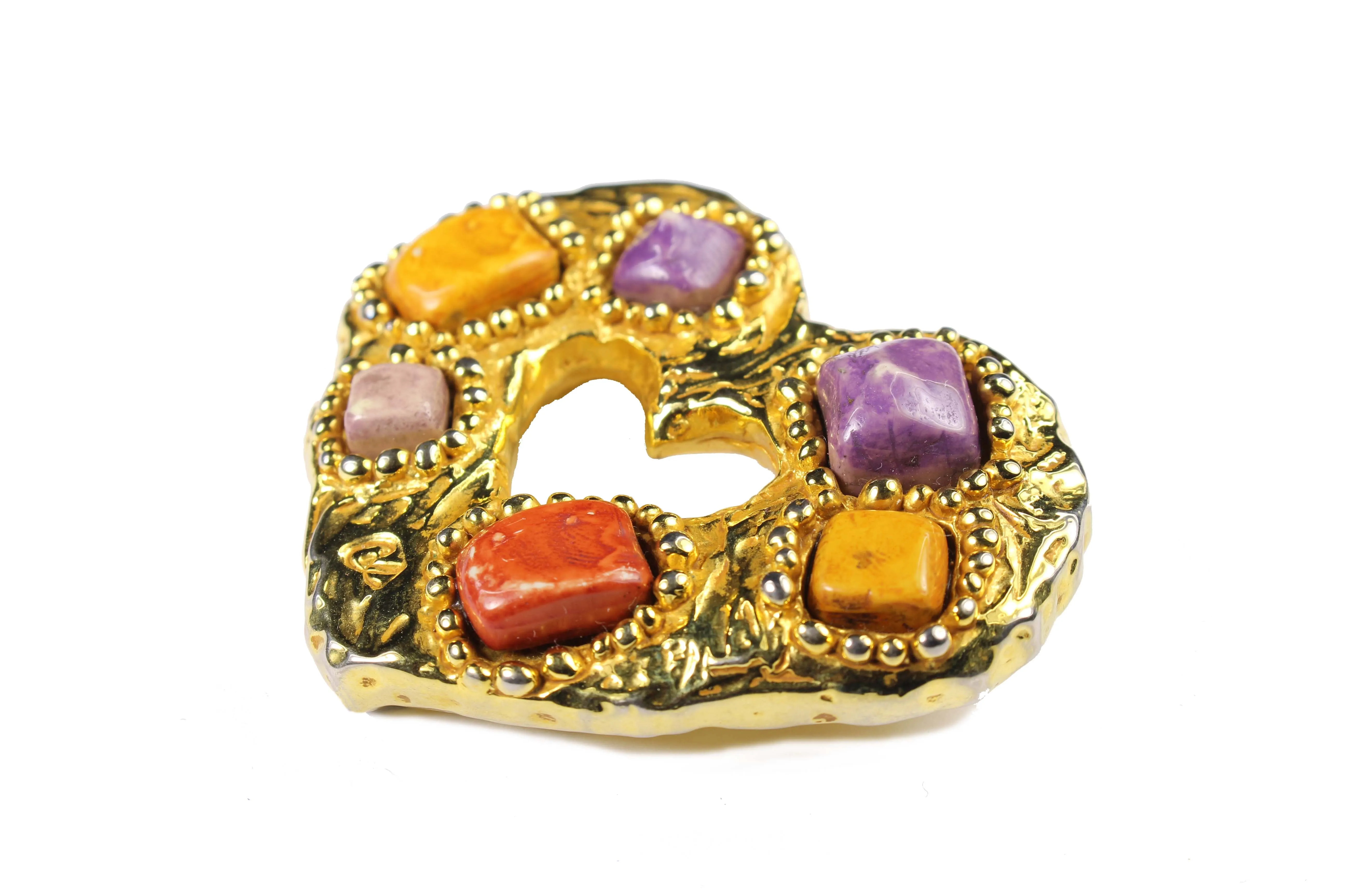 CHRISTIAN LACROIX heart multicolor stones brooch