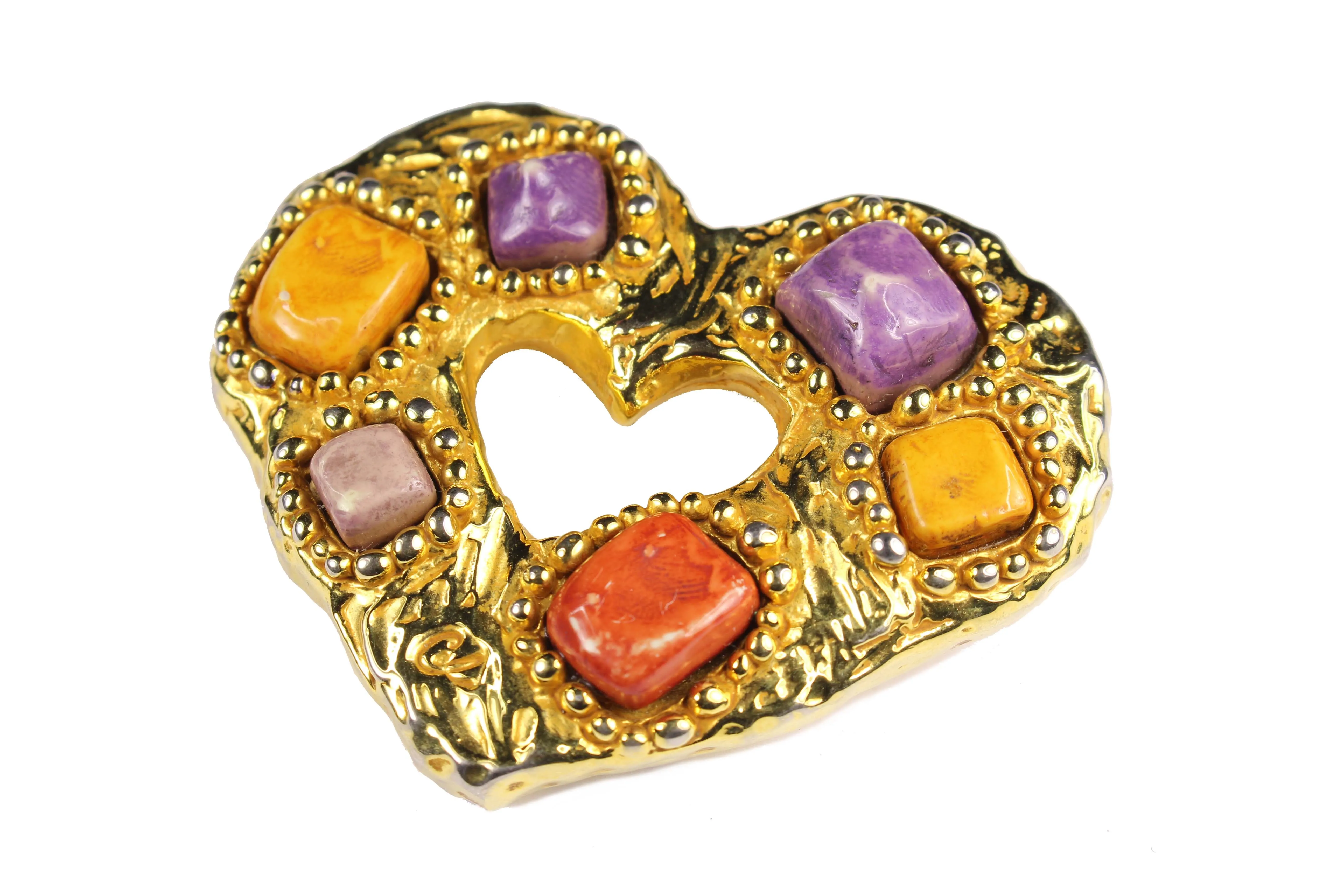 CHRISTIAN LACROIX heart multicolor stones brooch