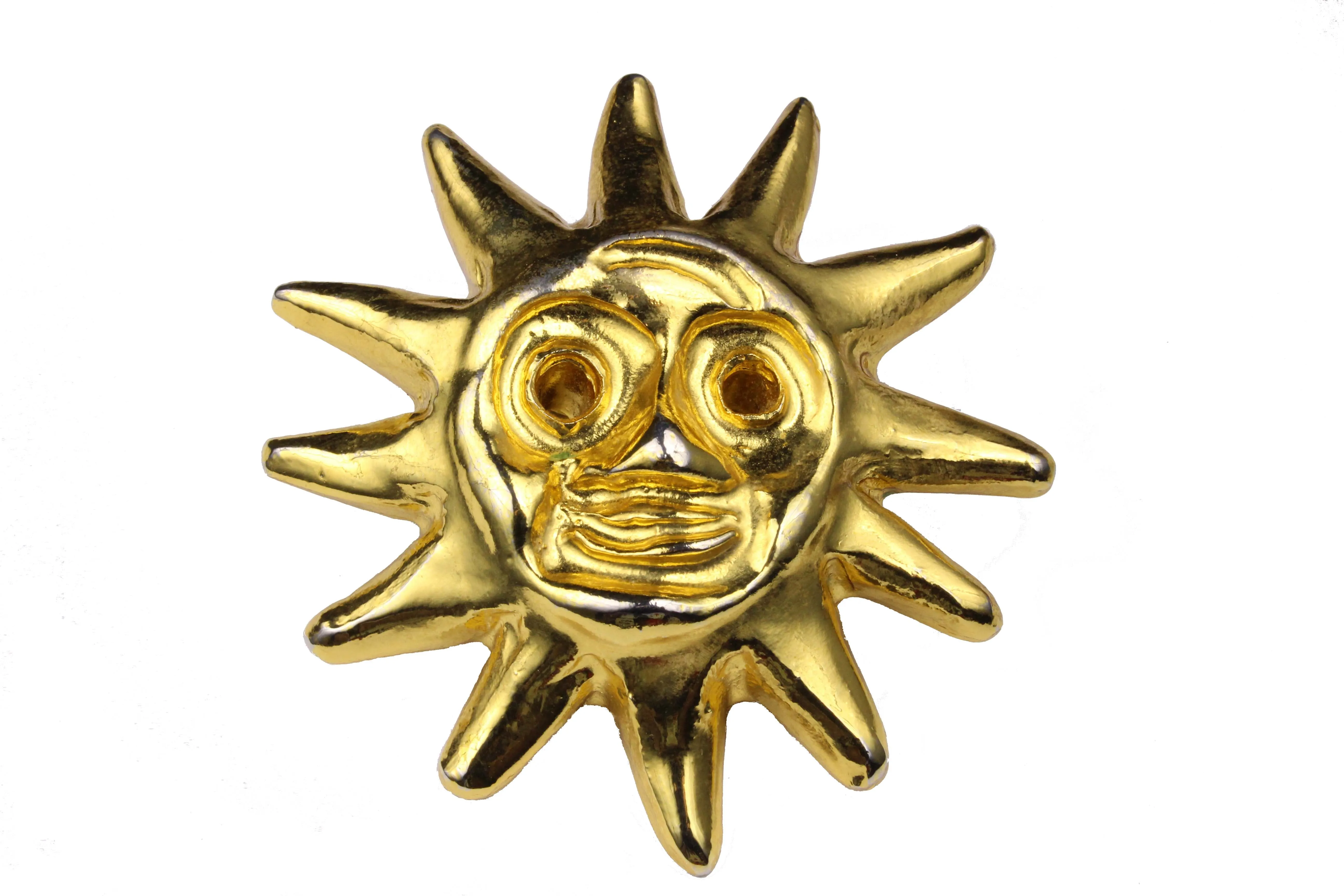 CHRISTIAN LACROIX large sun face brooch