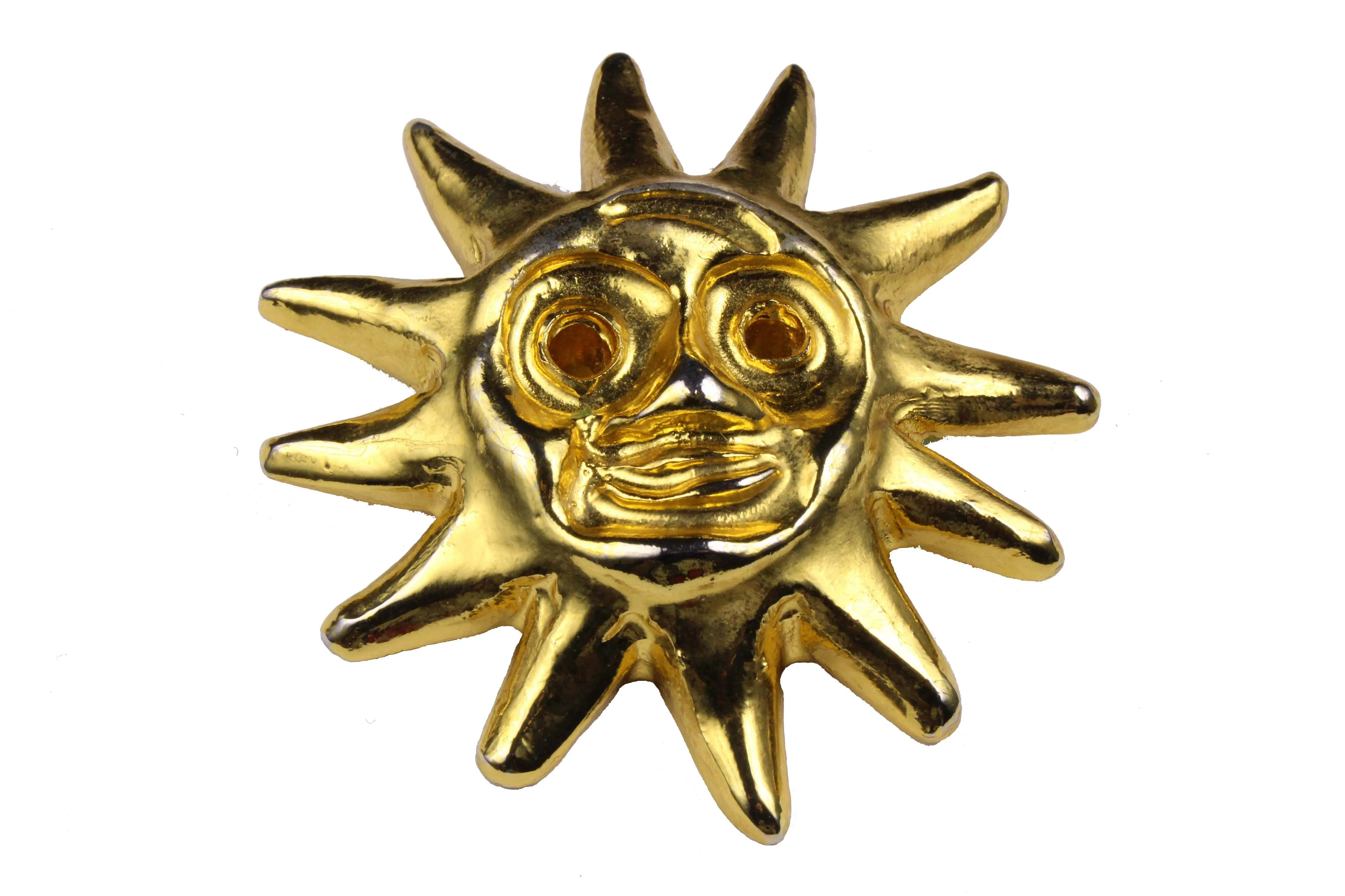 CHRISTIAN LACROIX large sun face brooch