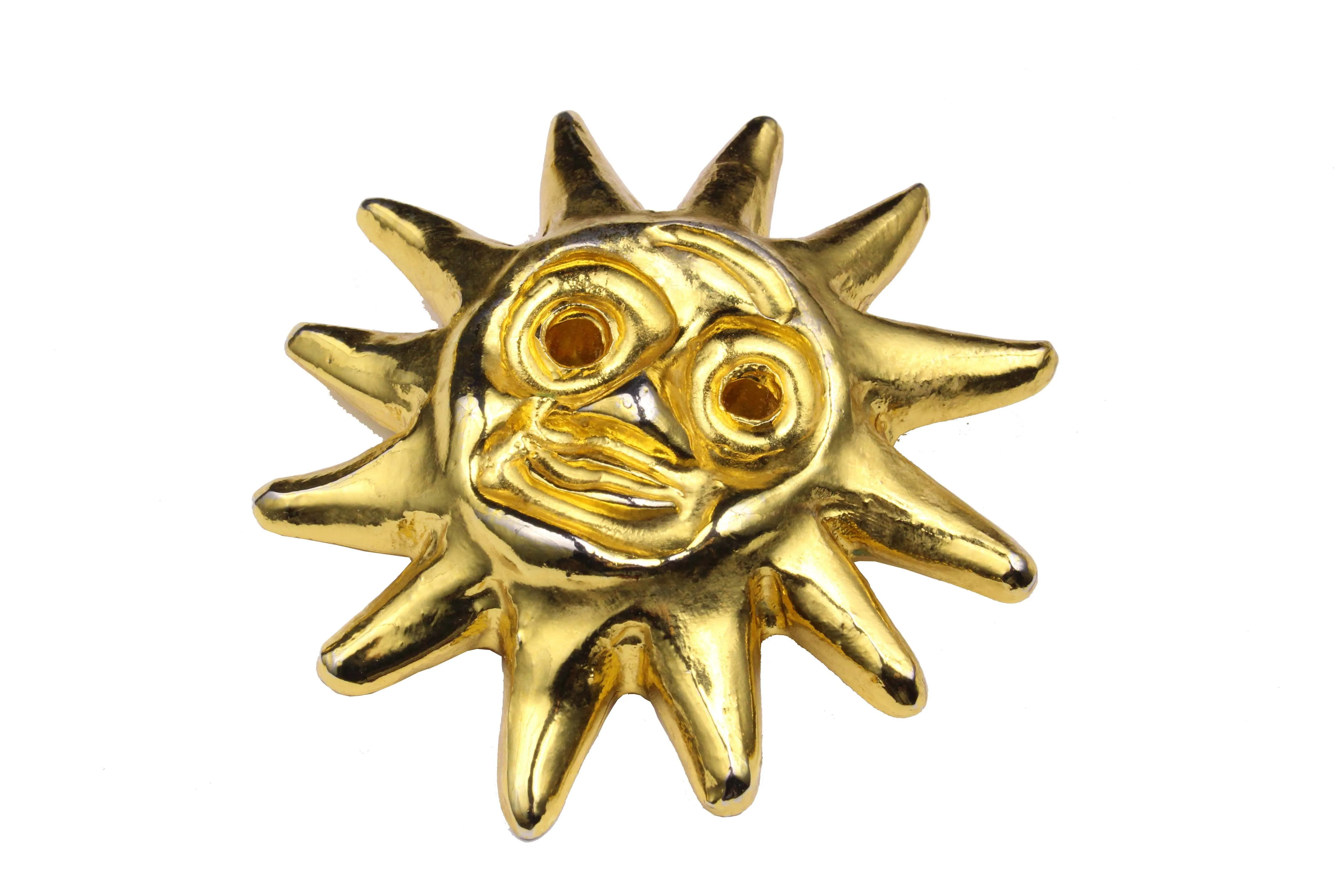 CHRISTIAN LACROIX large sun face brooch