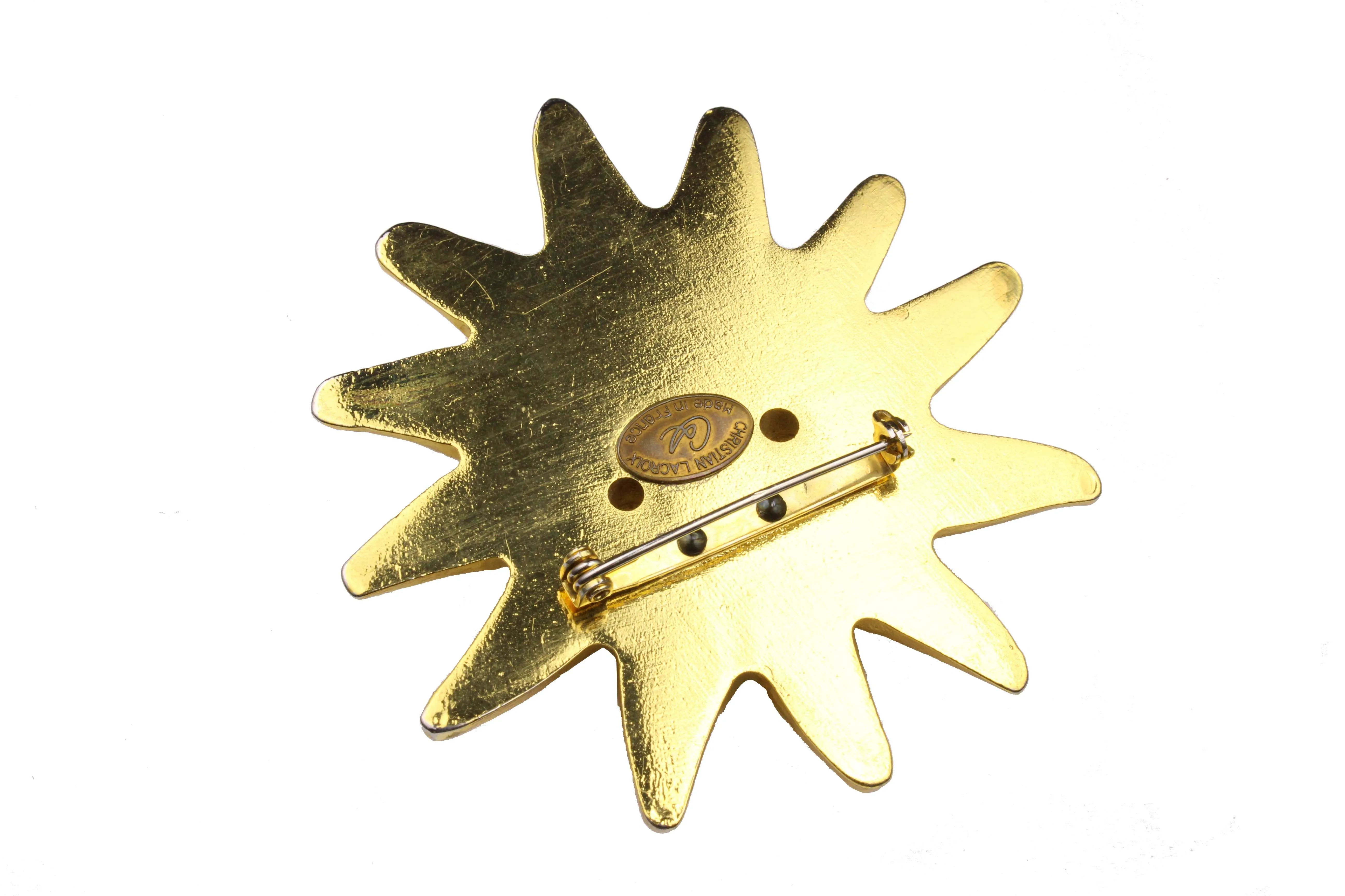 CHRISTIAN LACROIX large sun face brooch