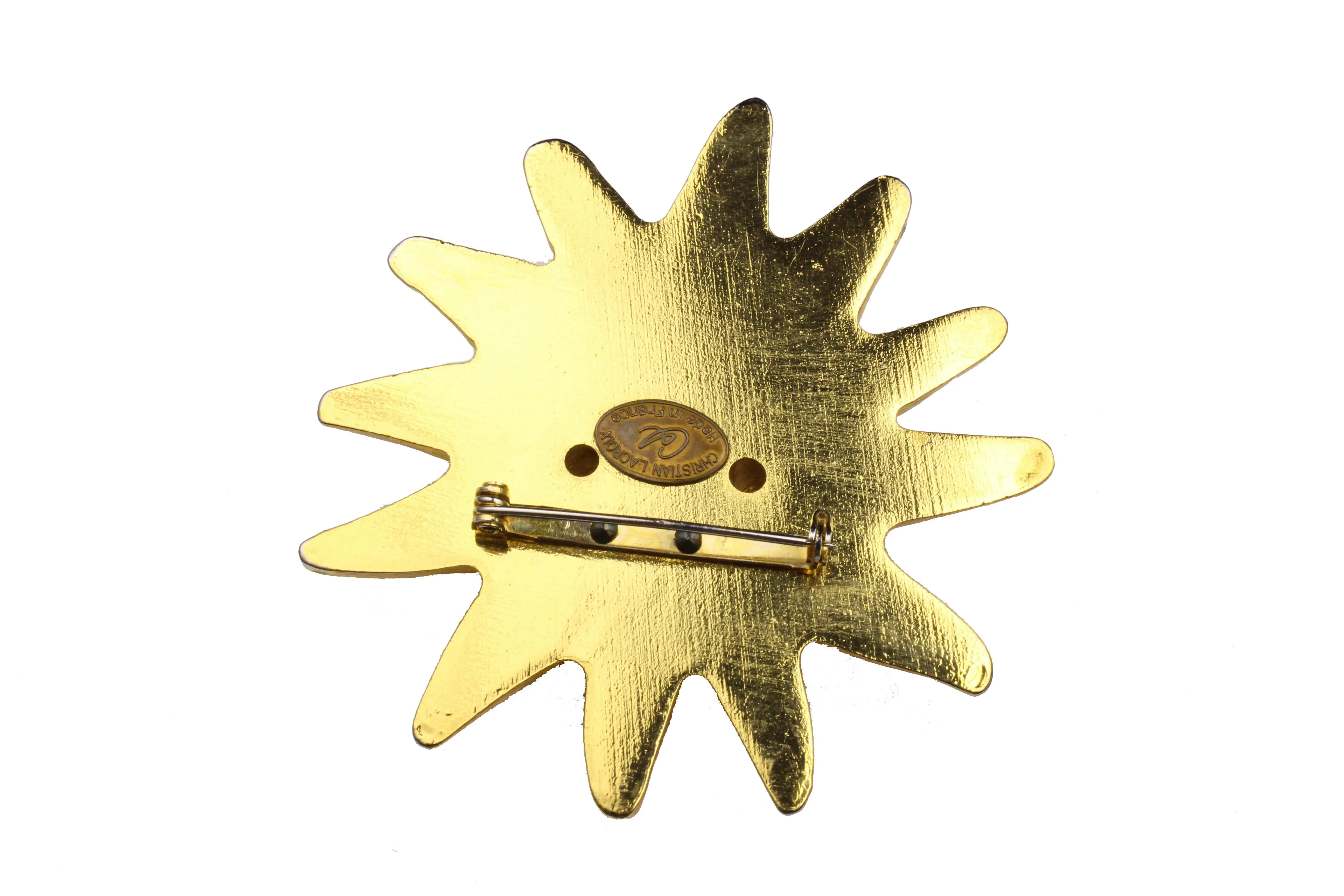 CHRISTIAN LACROIX large sun face brooch