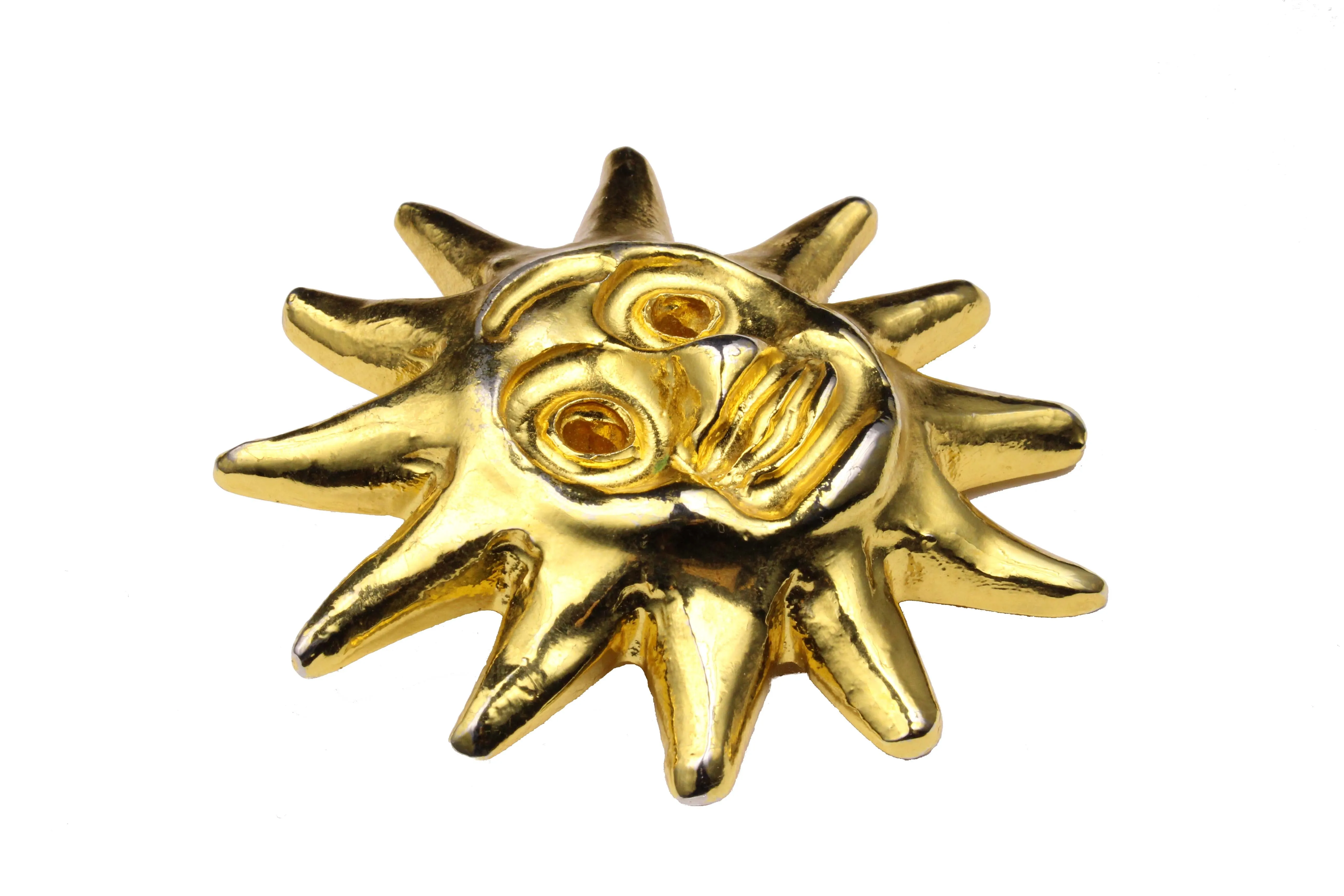 CHRISTIAN LACROIX large sun face brooch